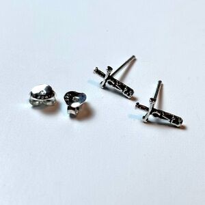 Silver Stud Earrings, .925 Sterling silver "Love" cross, Elegant stud earrings